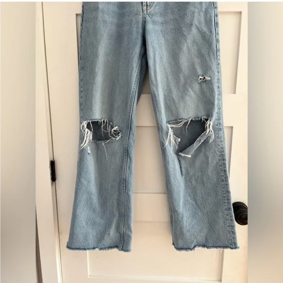 Zara TRF Ripped wide leg jeans size 6 - Picture 7 of 13